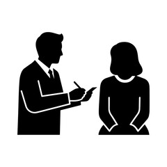 Silhouette of Businessman Interviewing Woman Illustration