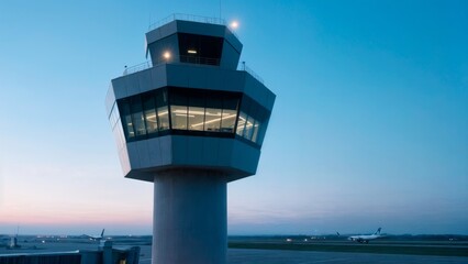 Airport Control Tower, Guidance, Safety, Air Traffic Management. Ideal for aviation safety, logistics, infrastructure