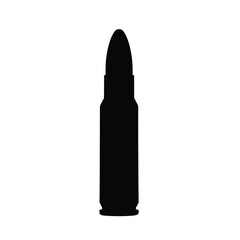 Black bullet silhouette on white background cartridge
