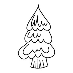Simple hand-drawn pine tree illustration, perfect for Christmas coloring books, kids crafts, and winter-themed projects.