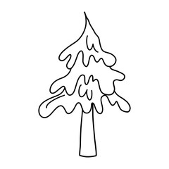 Simple hand-drawn pine tree illustration, perfect for Christmas coloring books, kids crafts, and winter-themed projects.
