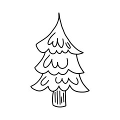 Simple hand-drawn pine tree illustration, perfect for Christmas coloring books, kids crafts, and winter-themed projects.