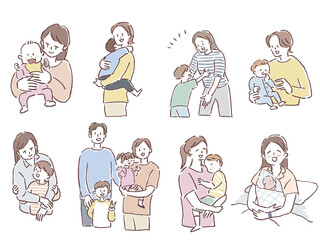 子供、家族、親子、赤ちゃんセット