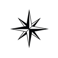Black compass rose symbol navigation direction