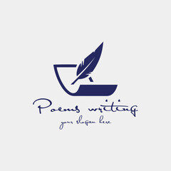 letters b poem writing logo design vector