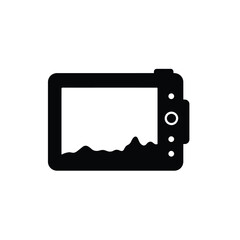 Black sonar device with wavy line display screen waves