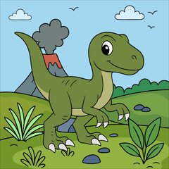 Velociraptor Dinosaur Children Coloring Pages