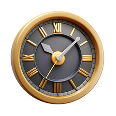 Fototapeta premium 3d icon of a classic gold clock with roman numerals isolated on a transparent background 3d icon