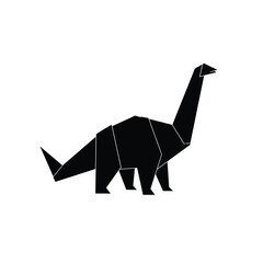 Black origami dinosaur icon vector