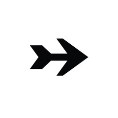 Black arrow symbol pointing right direction forward