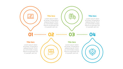 4 Steps Outline Circle Infographic Element. Modern and clean design for presentations, reports, and web