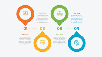 4 Steps Flat Circle Infographic Element. Modern and clean design for presentations, reports, and web