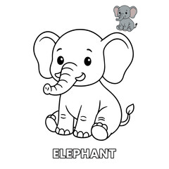 Elephant Animal Children Coloring Pages