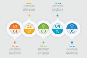 Fototapeta premium 5 Steps Flat Circle Infographic Element. Modern and clean design for presentations, reports, and web