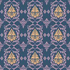 Vector damask seamless pattern background. Classical luxury old fashioned damask ornament, royal victorian seamless texture for wallpapers, textile, wrapping. 