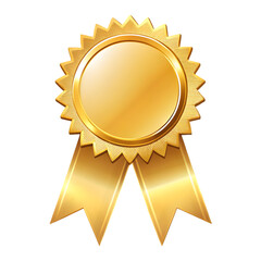 Shiny gold award ribbon with blank center, celebration achievement PNG