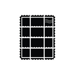 Black postage stamps sheet icon collection postal