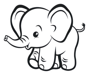 Obraz premium PNG Cute elephant illustrated wildlife drawing.