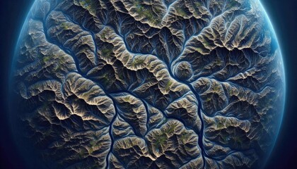 Fototapeta premium Alien Planet Surface Unearthly terrain of an exoplanet, perfect for sci-fi and fantasy visuals.