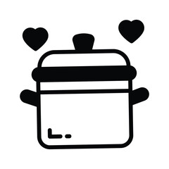 Easy to edit glyph style icon of cooking pot