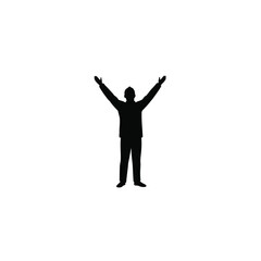 Man arms raised celebrating victory silhouette