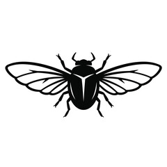 Black insect with spread wings beetle silhouette