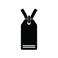 Black travel tag with straps on white luggage icon