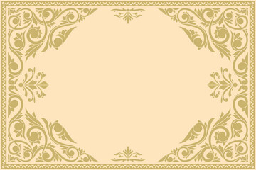 Decorative ornamental floral monochrome blank card template