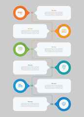 6 Steps Flat Square Infographic Element. Modern and clean design for presentations, reports, and web