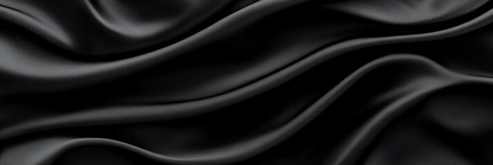 Obraz premium Elegant Dark Black Fabric Waves with Sensuous Curves Creating a Glamorous Abstract Textile Design