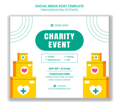 Flat Style Charity Awareness Day Social Media Post Template Illustration