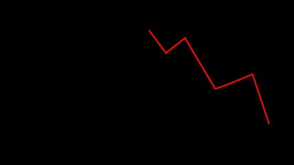 Animated financial chart with green line rising and red line falling. Transparent background via alpha channel for easy overlay. Ideal for business, finance, growth, decline, data visualization. - Powered by Adobe