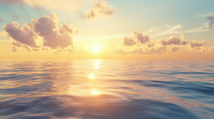 Obraz premium sky over calm sea. beach at sunset. sea and sunny sky on horizon over calm water