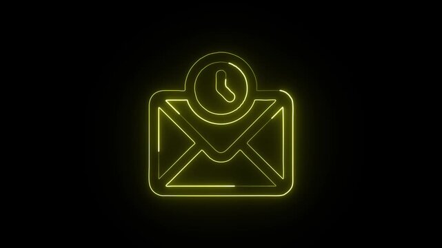 Scheduled Email Animation with Glowing Lines on Black Background