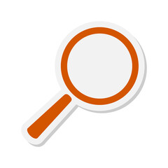 Magnifying glass sticker icon isolated on transparent background