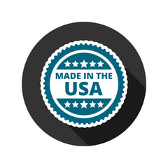 Fototapeta premium Made in the USA with long shadow icon isolated on transparent background