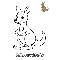 Cute Kangaroo Animal Children Coloring Pages