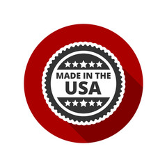 Made in the USA with long shadow icon isolated on transparent background