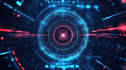 Obraz premium encryption scanning radar cybersecurity shield