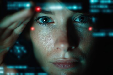 Woman & digital overlay