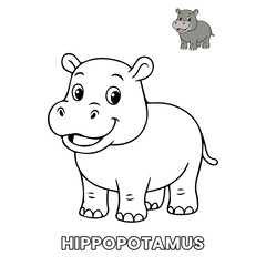 Cute Hippopotamus Animal Children Coloring Pages