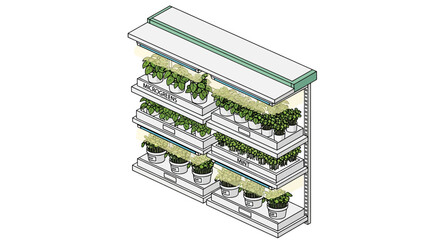 Indoor garden system with microgreens and mint plants