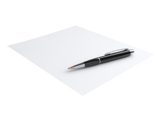 Fototapeta premium Blank white paper with black pen resting on it