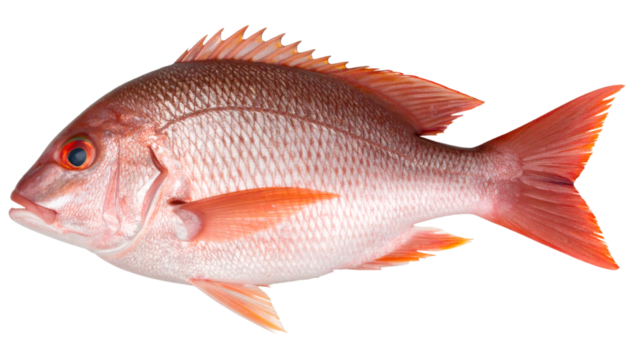 Studio shot of a Northern Red Snapper isolated on transparent background, ideal for food and cooking projects
