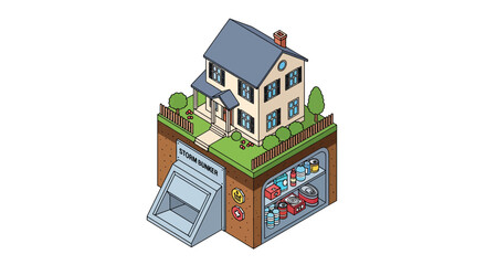 House with storm bunker and emergency supplies
