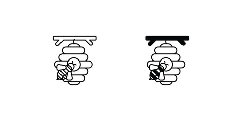 bee hive set icon with white background vector stock illustration