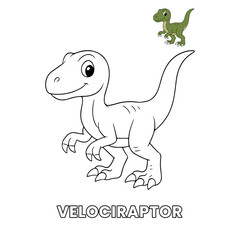 velociraptor Dinosaur Children Coloring Pages