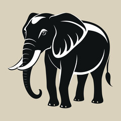 Fototapeta premium Stylized Black and White Elephant Illustration on a Neutral Background for Graphic Design Projects