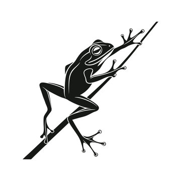 black frog climbing branch clip art preview