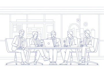 Business Meeting Illustration Team Collaboration and Sustainable Business Practices Concept